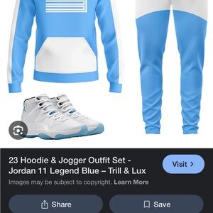 Jordan 11 Legend Blue Hoodie and Jogger Set